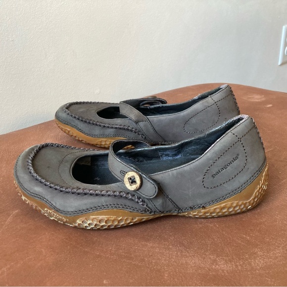 Patagonia Shoes - Patagonia | Poppy Suede Velvet Brown Leather Mary Jane Moc Toe Flats